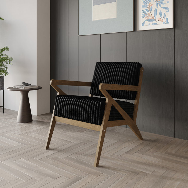Fauteuil d'appoint en velours, Noyer, Noir