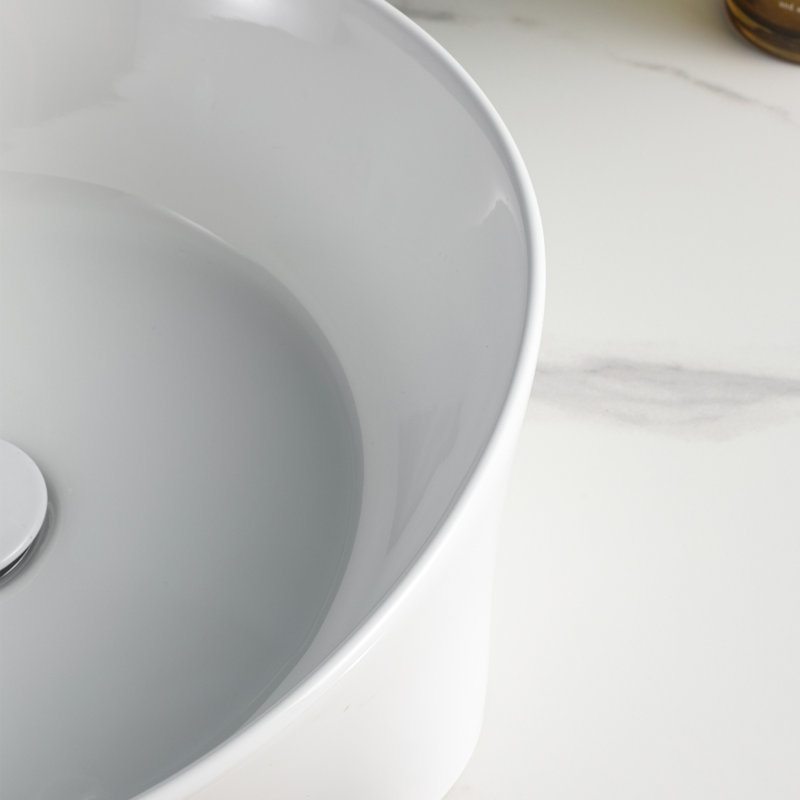 Pakroman 15.7'' Ceramic Circular Bathroom Sink