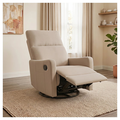 Fauteuil inclinable manuel pivotant avec rotation à 360 °, fauteuil berçant et oscillant en velours flocon de neige pour le salon et la chambre de bébé, brun