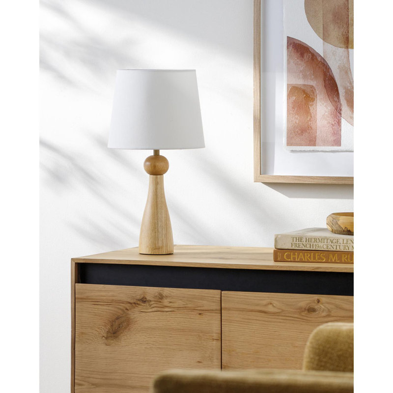 Solid Wood Table Lamp, Beige