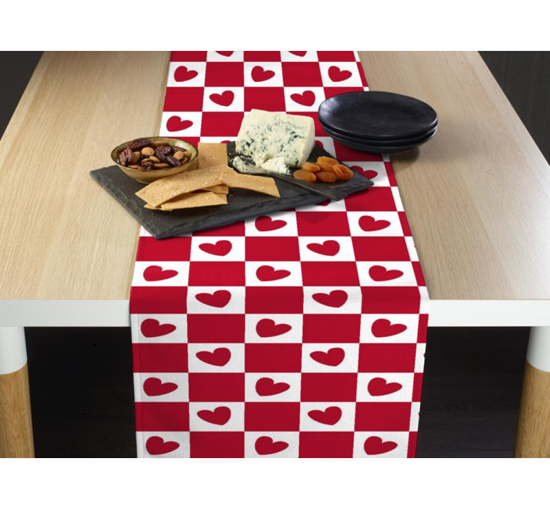 Enger Checkmate Hearts Table Runner, 108" L x 14" W
