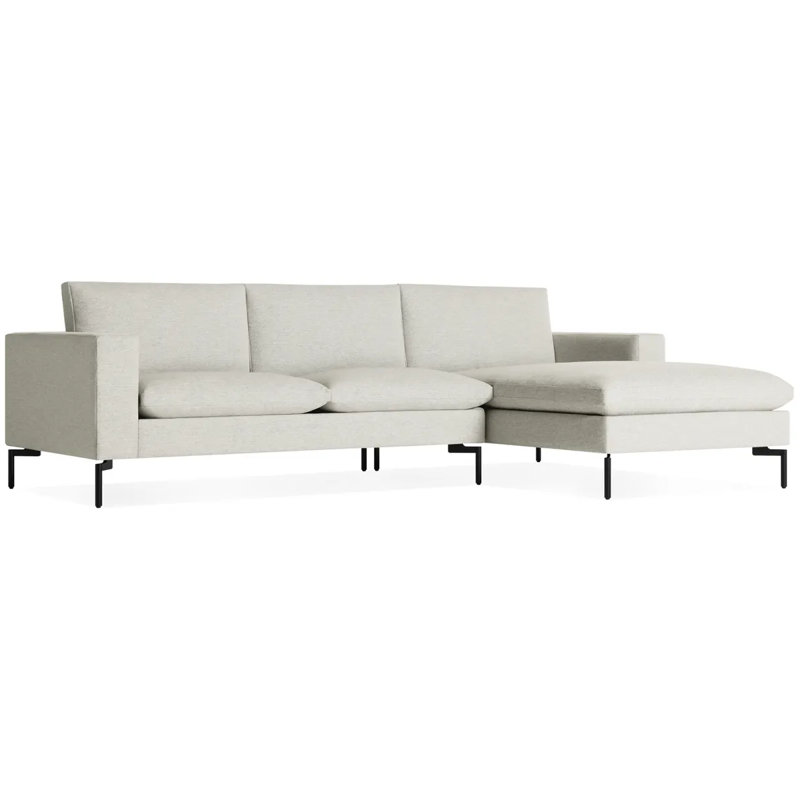 Nouveau canapé standard avec méridienne, Orienté à droite (vu de face), Noir, Maharam Mode / 100% polyester clavicule
