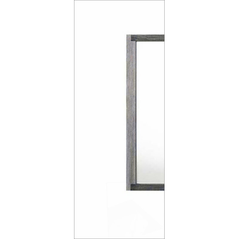 Miroir Jehoram à finition grise avec bois composite durable et panneau de fibres à densité moyenne, parfait pour un décor moderne et intemporel.