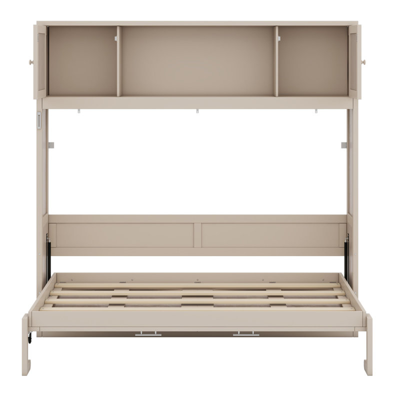 Lit escamotable avec armoires de rangement, Beige