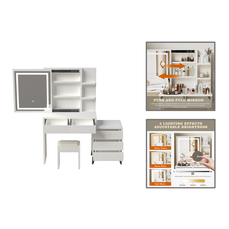Table de coiffeuse avec 1 tabouret