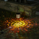 Metal Cutout Pattern Solar Powered Lantern With LED Light