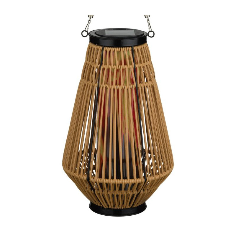 Lanterne solaire 19 "en osier PE et métal et acrylique et lanternes solaires d'extérieur standard - hexagone