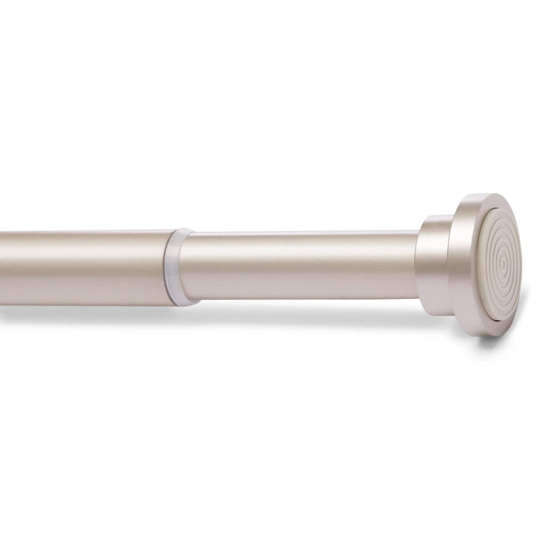Tringle à rideaux à tension réglable pour une utilisation intérieure et extérieure, sans installation de perceuse, diamètre de 1 pouce, métal léger avec finition nickel, supporte solidement les tissus lourds