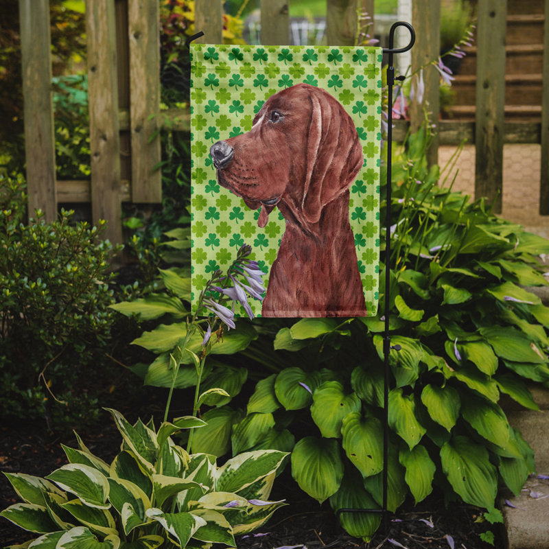 Drapeau de jardin à 2 côtés st. patrick day trèfle, Coonhound (brun)