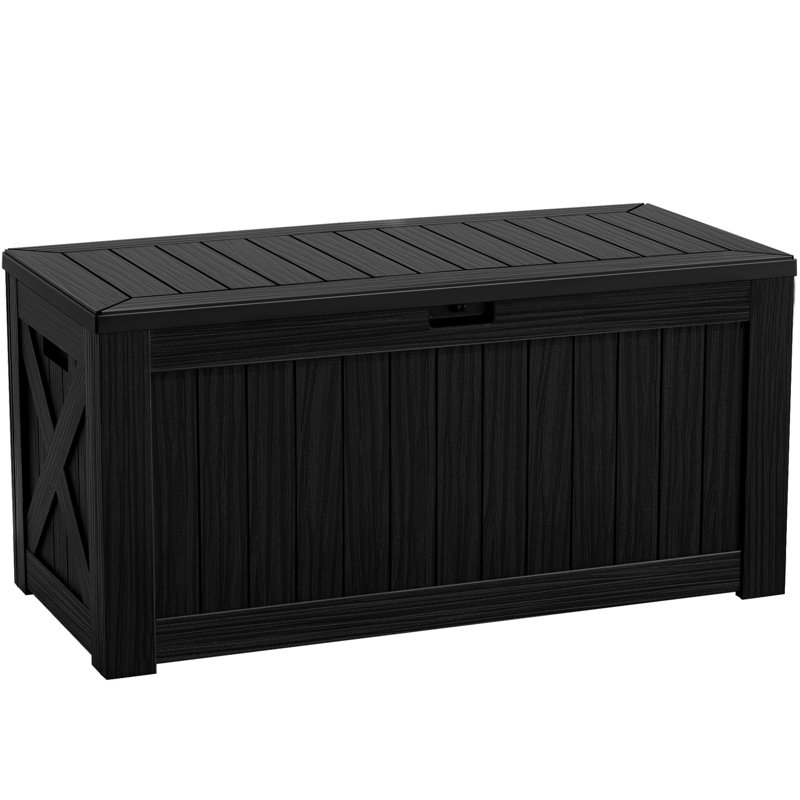 Black 120 Gallon Lockable Resin Outdoor Deck Box
