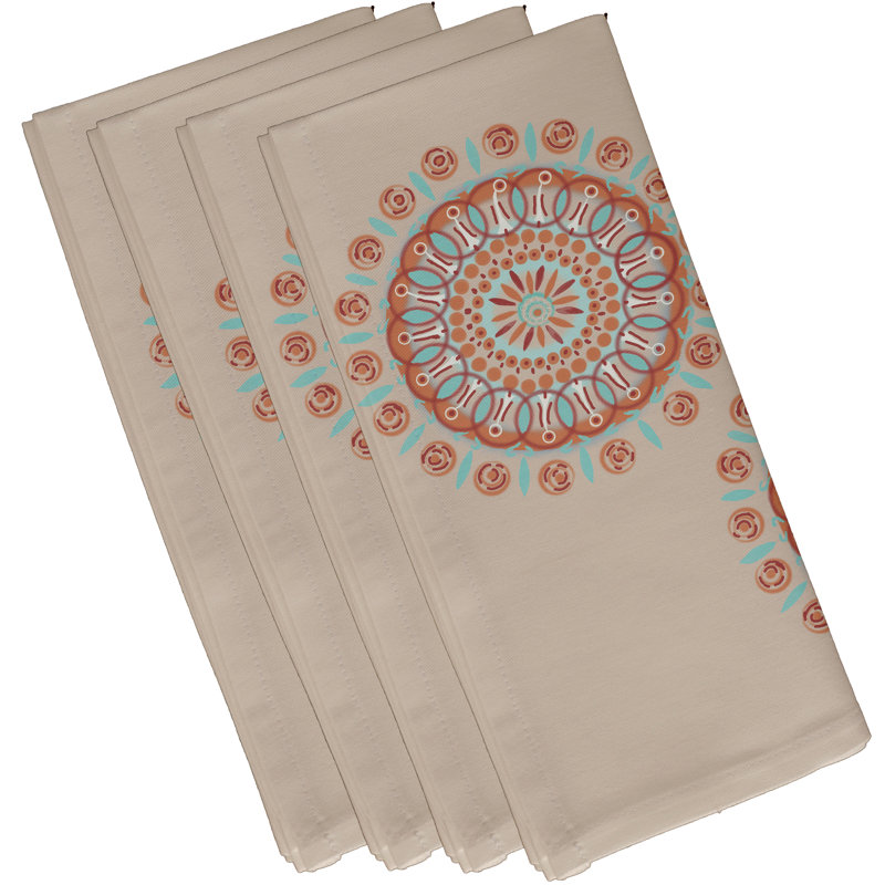 Ensemble de serviettes 4 pièces Arti, L 18 po x L 18 po, Taupe / corail
