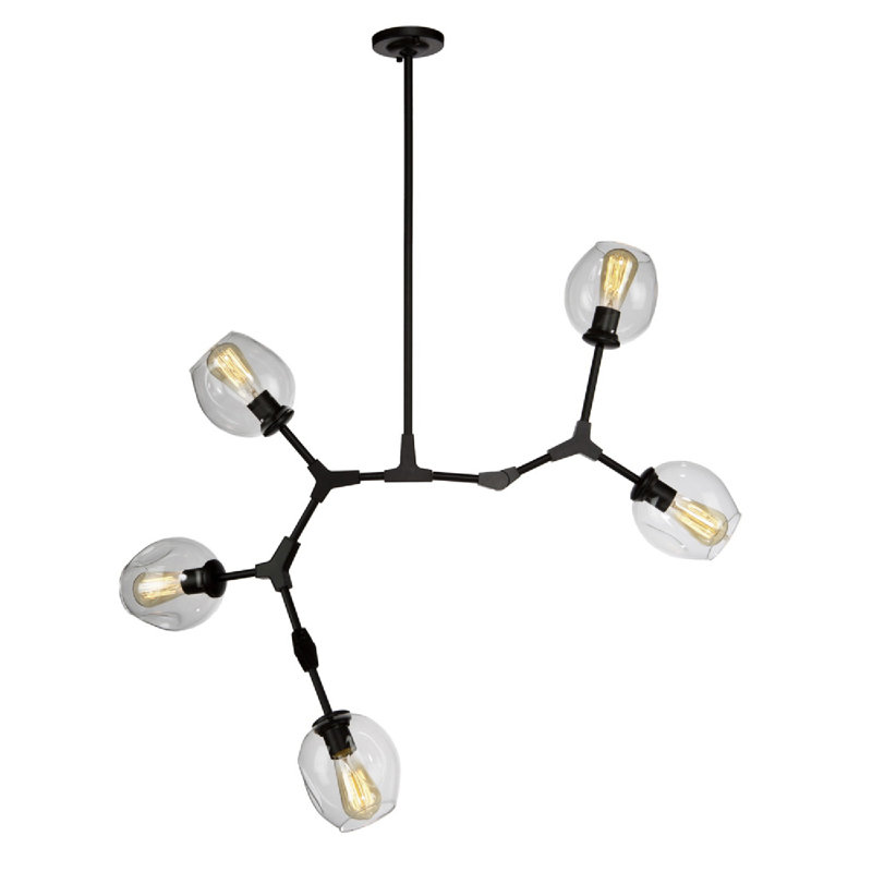 Lustree linéaire 5 lumières spoutnik modern Ellar, Noir