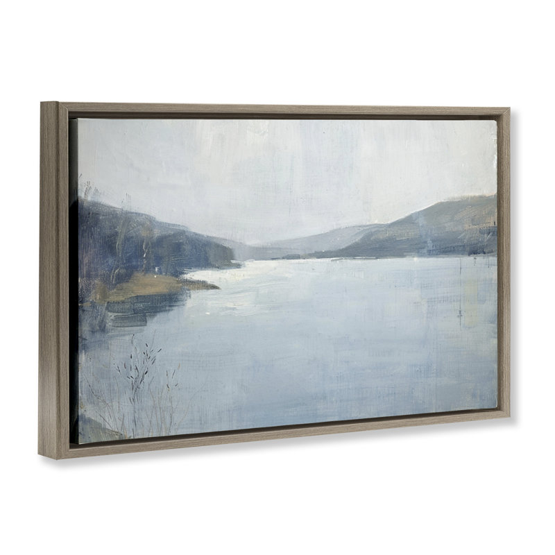  Toile flottante encadrée «Faded Distant Mountains» par LSR Design Studio, Cadre flottant orme Montalcino, H 17 po x l 25 po