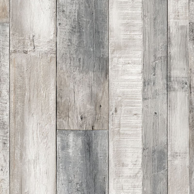 Peel and Stick Wallpaper Contact Paper Rustic Gray White Wooden Plank Self Adhesive and Removable 17.7in x 118in(45x300cm)