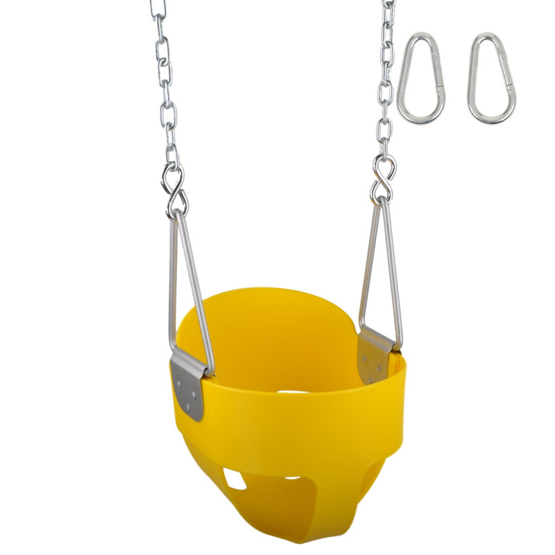 Highback Full Bucket Swing Seat with Chains and Hooks, Yellow