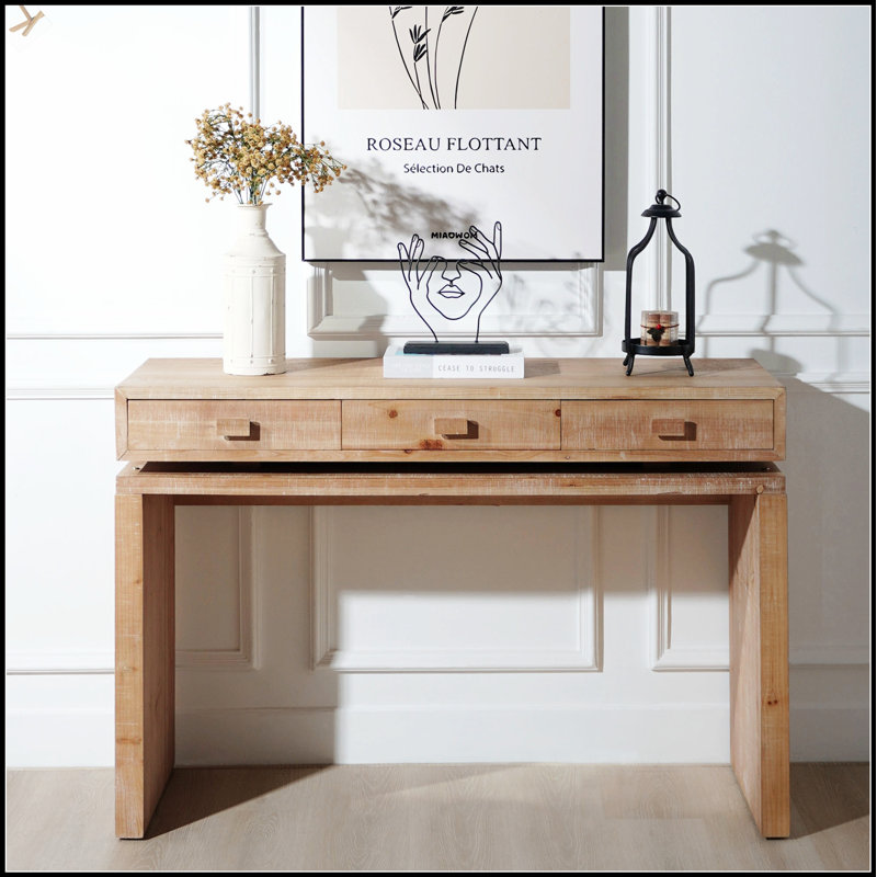 Console rustique en bois avec 3 tiroirs, table d'entrée 47 po pour le couloir, le vestibule et le bureau