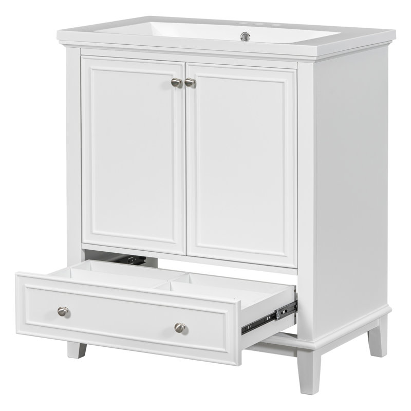 Meuble-lavabo 30 po avec lavabo en céramique, Doré, Vert foncé