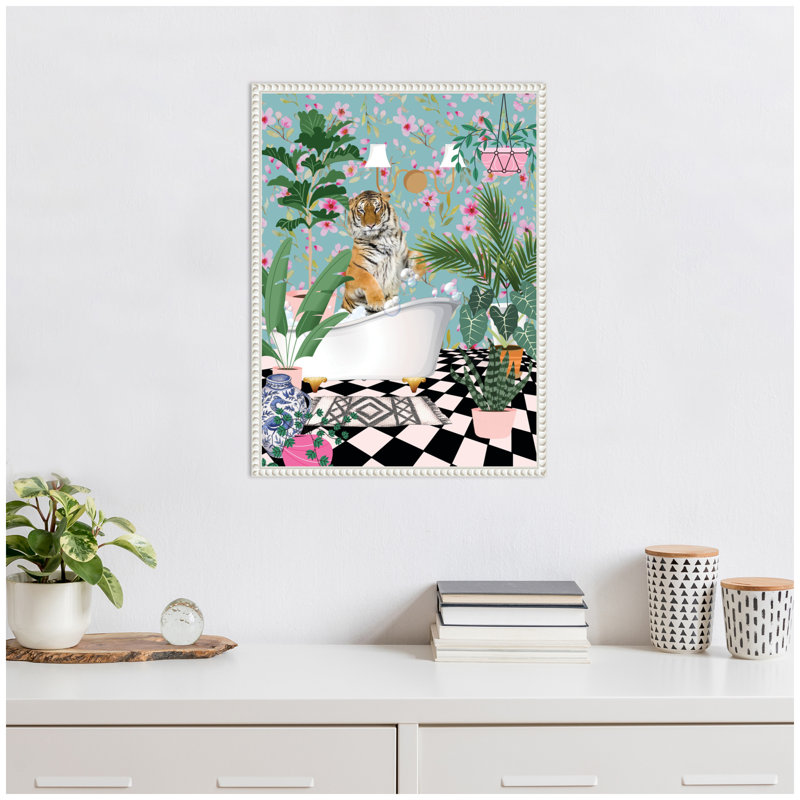 «Maximalist Tiger Bath» par Honey Island Studio, reproduction d'art sur toile encadrée