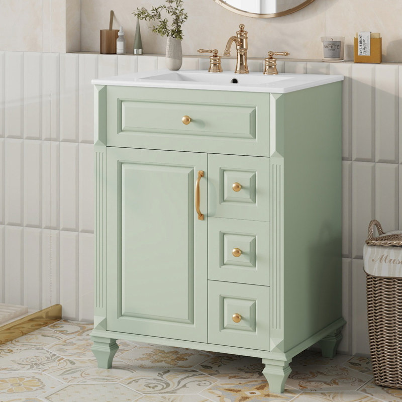 Meuble-lavabo 24 po avec lavabo, Vert