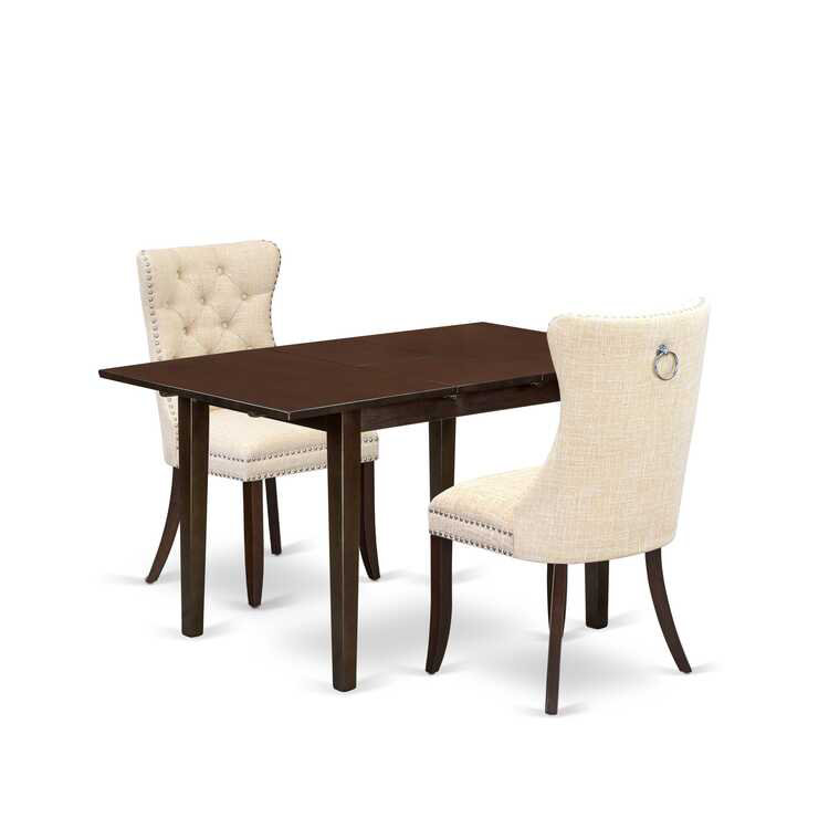 Ensemble de table de salle à manger 3 pièces, Beige, Acajou