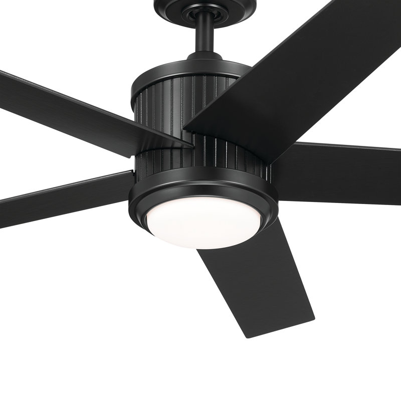 Bhram 48'' Ceiling Fan with LED Lights, Brushed Stainless Steel/Walnut