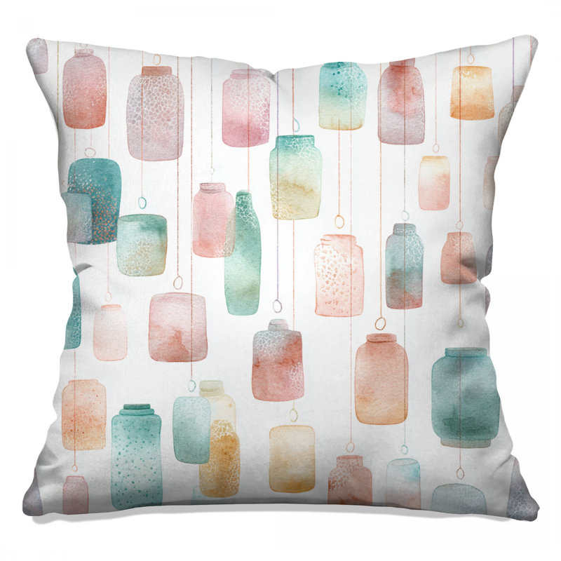 Watercolor Hanging Lanterns Double Sided Throw Pillows, 18 po x 18 po
