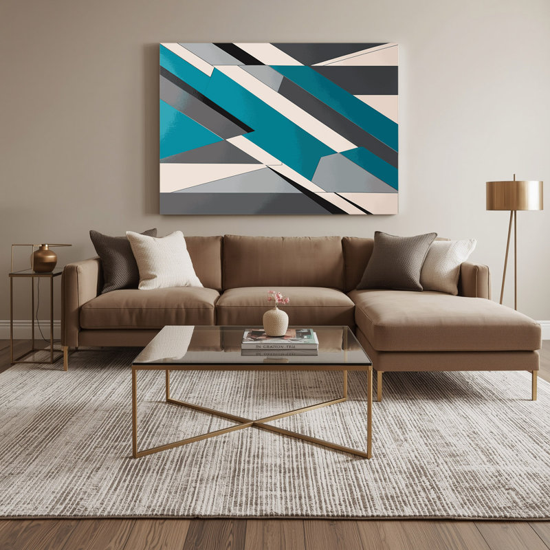 Hard Edge 92 Blue Canvas Wall Art, 24" H x 36" W
