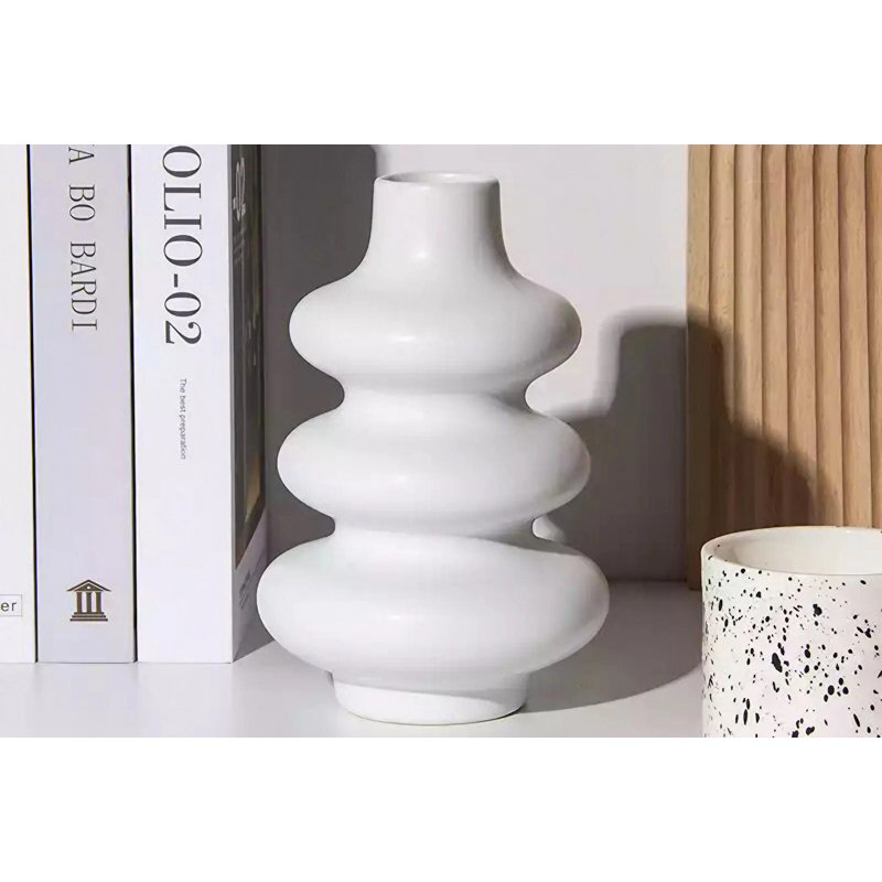 Cristell Ceramic Table Vase, White, 8cm H x 15cm W x 4cm D