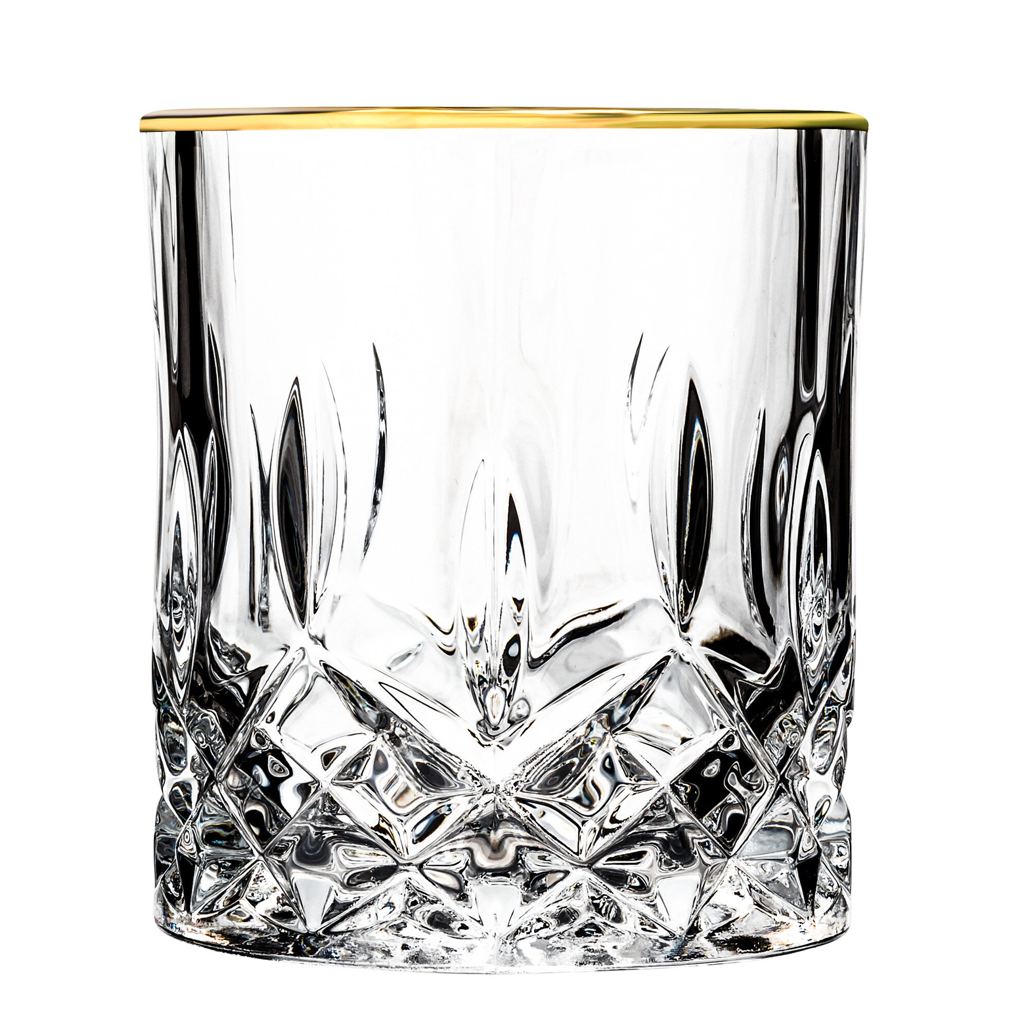 Toscany Gold Rimmed Lead Crystal Old Fashioned Whiskey Glasses