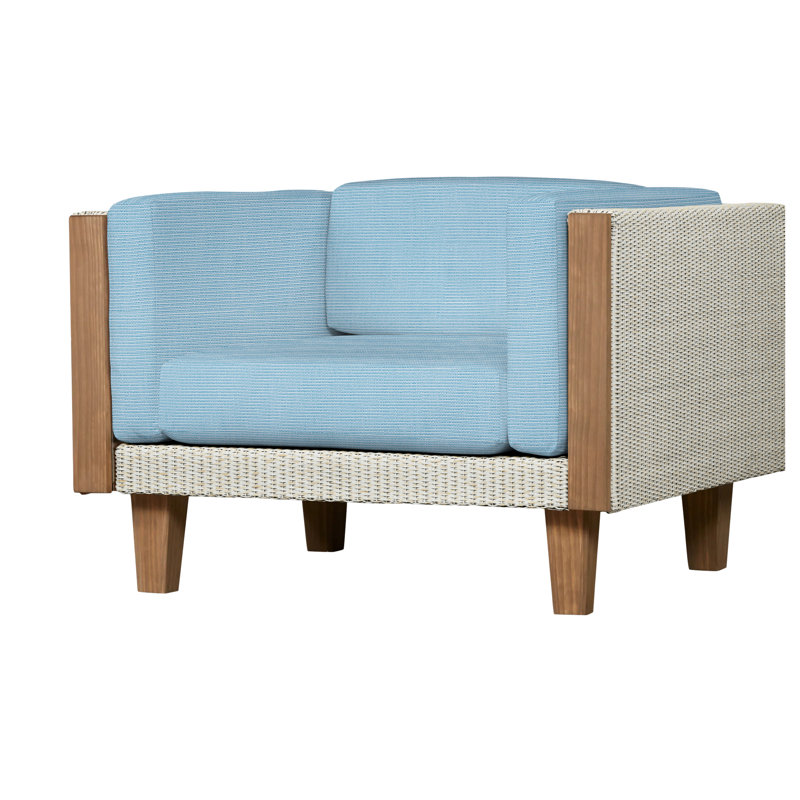Catalina Outdoor Teak Lounge Chair, Demo Mist, Antique White
