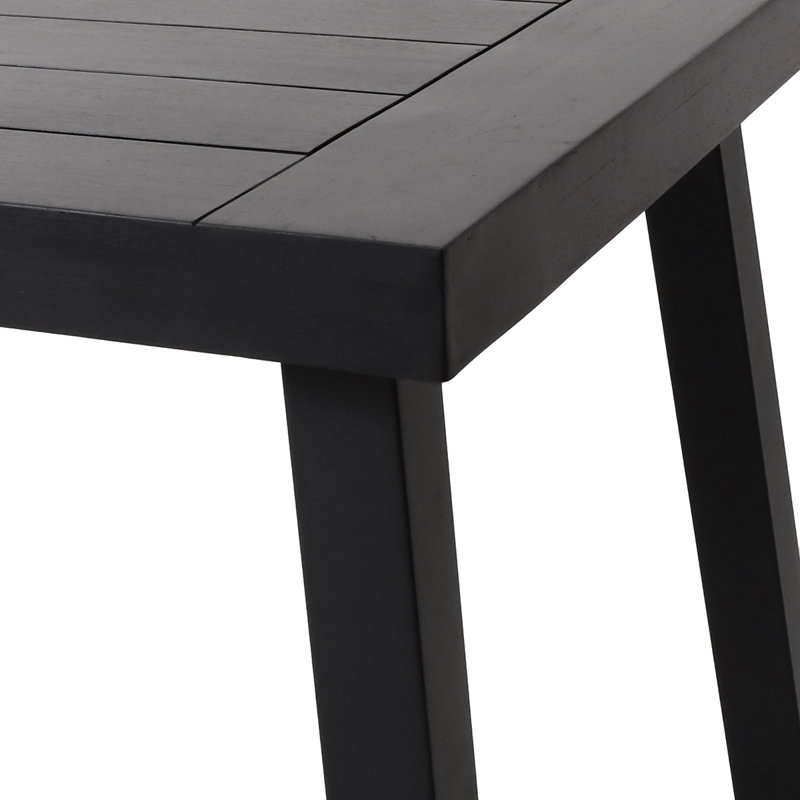 Grider Solid Wood Dining Table, Modern Industrial Dining Table, Patio Table, Black