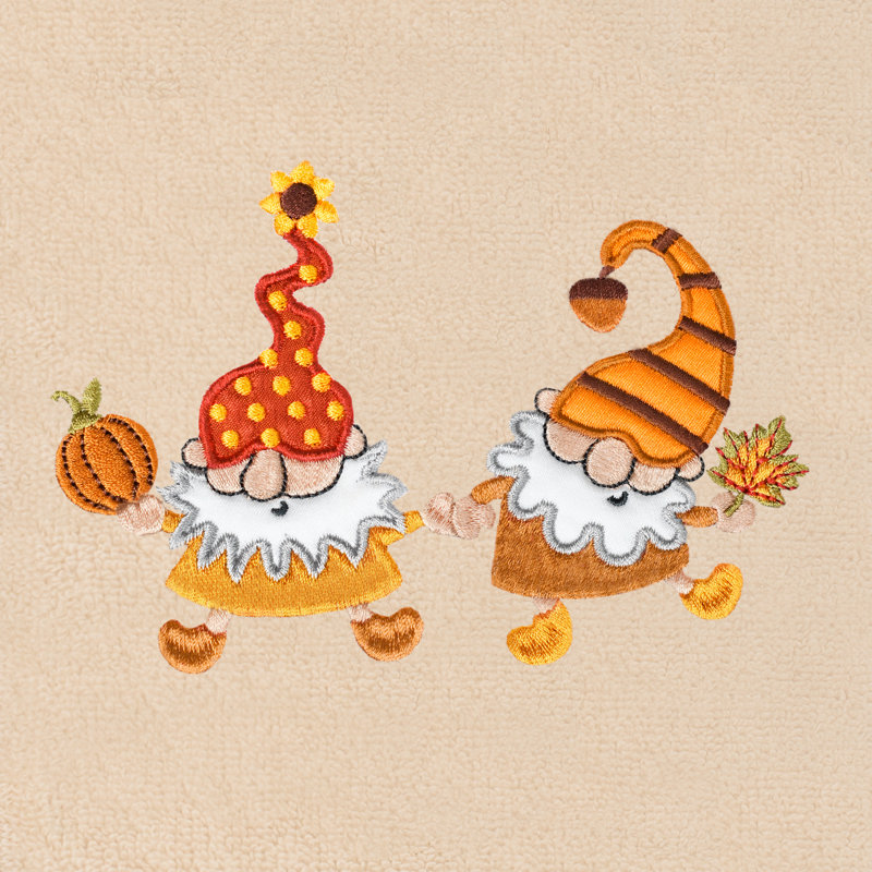  Gnomes d'automne Linum Home Textiles - Essuie-mains brodés 100% coton de luxe turc, Sable