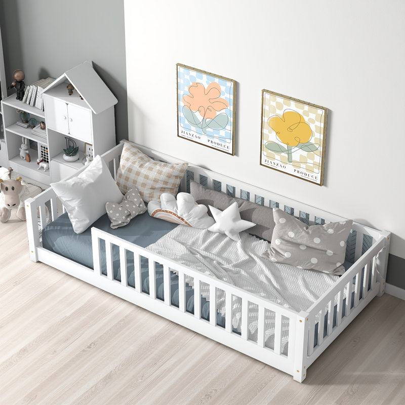 Lit en bois d'hévéa robuste pour lit de bébé, Blanc