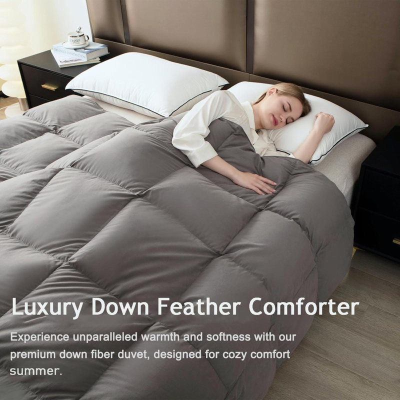 Édredon en plumes de luxe Luxury, Très grand lit, Gris