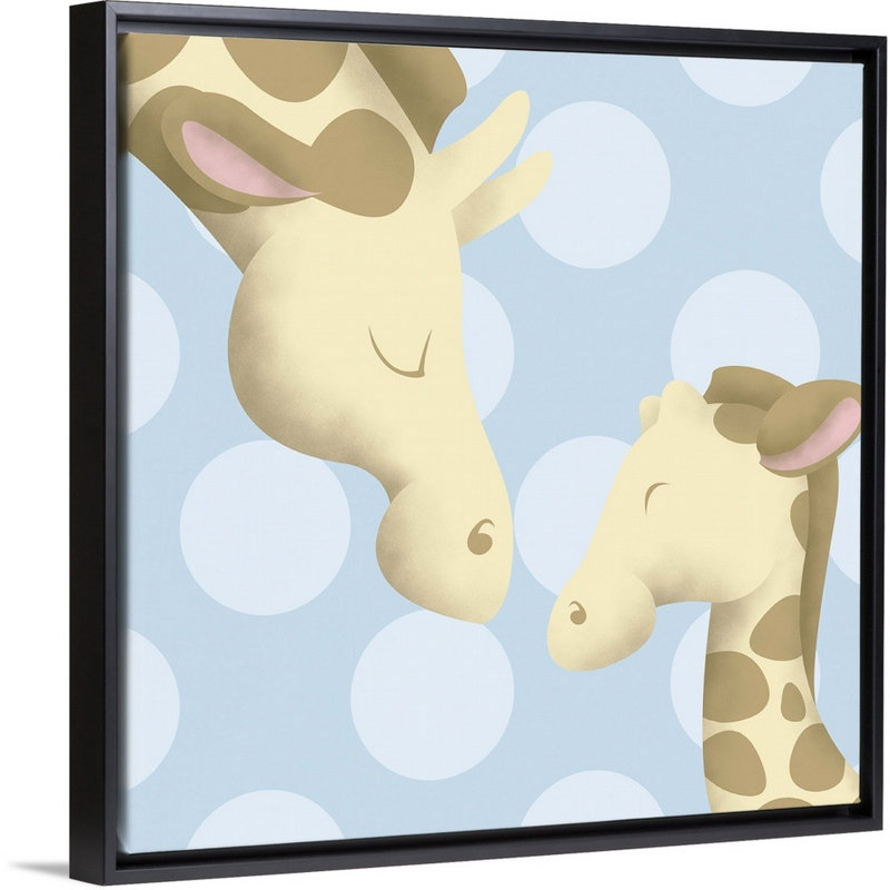 Giraffe maman et baby art Carrickfergus, H 36 po x l 36 po x P 1,75po, Cadre pour toile flottant noir