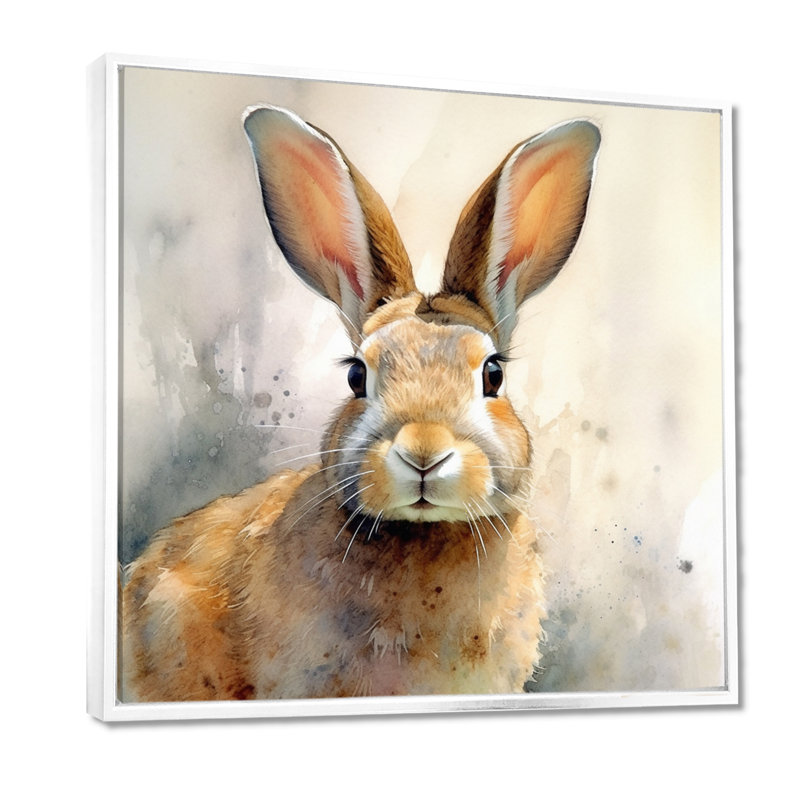 Sweet Rabbit II - Lapin, art mural, H 36 po x l 36 po x P 1,5 po, Cadre flottant blanc