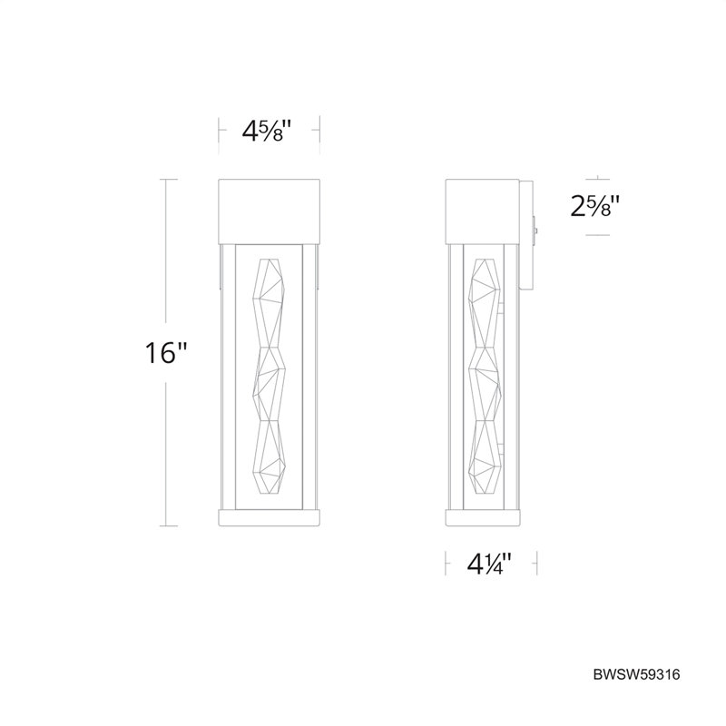 Polar LED Outdoor Flush Mount, 16" H x 4.63" W x 4.25" D, 21 W