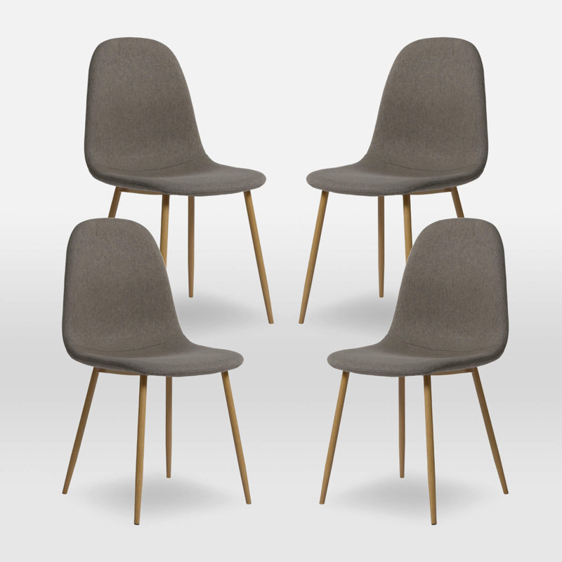 Asteria - Linen Dining Chairs - Modern Kitchen & Dining Seating, Dark Grey, Natural Wood, 2