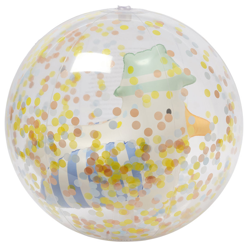 Sunnylife: ballon de plage gonflable 3D - Sid The Seagull Stripe - balle de 13 po, personnage et jeu de confettis en mouvement, piscine-eau-jeu extérieur