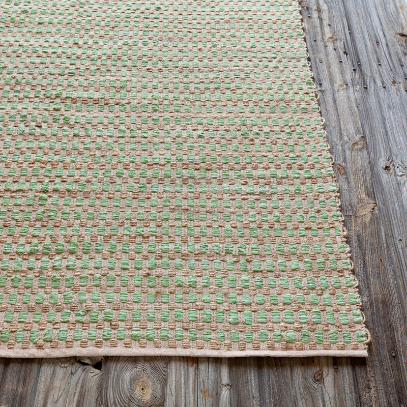 Jazz Hand Loomed Modern Area Rug in Tan/Green, Runner 2'6" x 7'6"