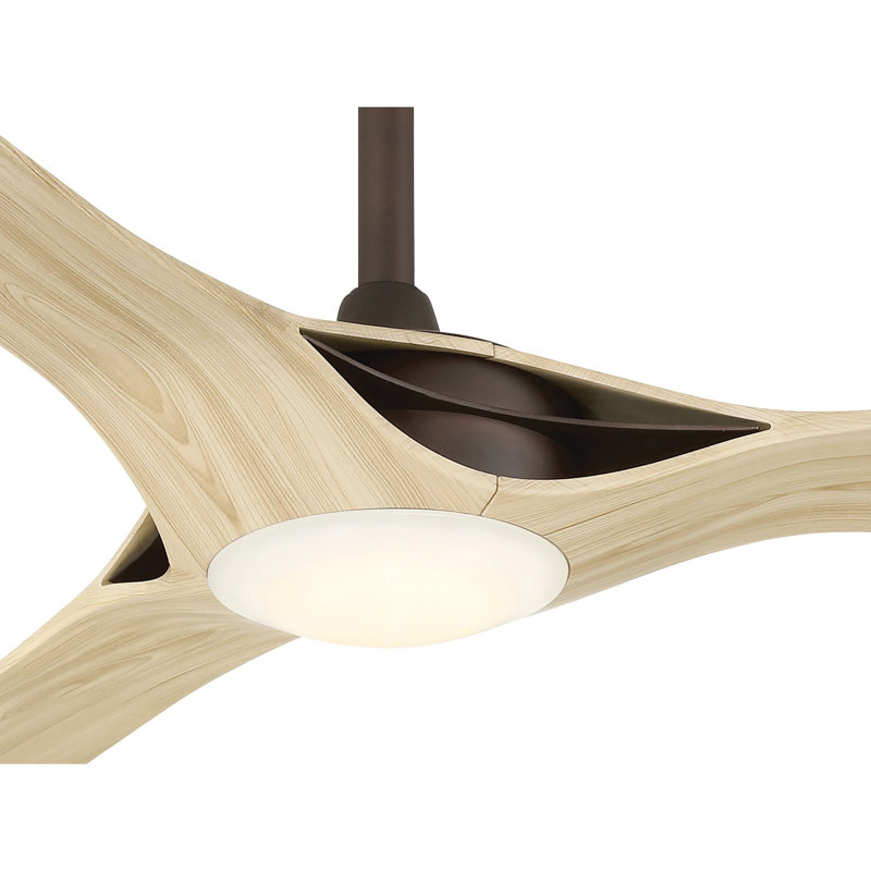Bridge 60" Led Smart Ceiling Fan, White Wood, Bronze