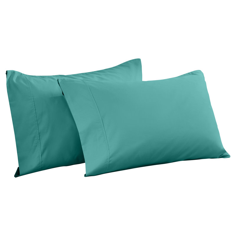 Superior 600 Thread Count Cotton Blend Sateen Solid Pillowcase Set, Standard, Teal