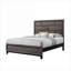 Lit plateforme en bois massif à profil bas, lit double à motif géométrique gris doux pour la chambre principale ou la chambre d'amis