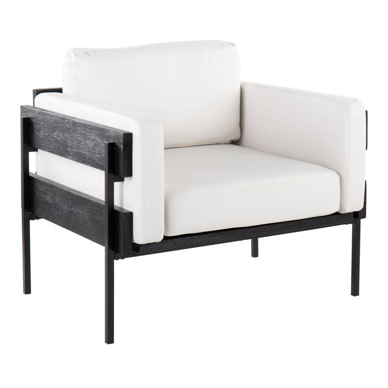Fauteuil Annelen, Noir, Similicuir gris, Gris