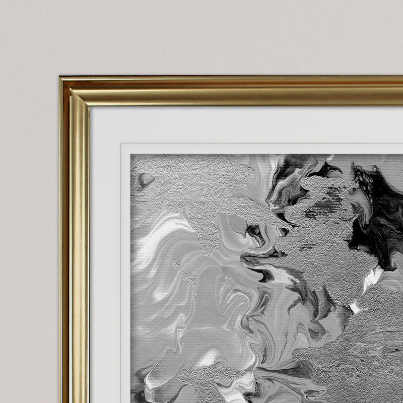 « rich marble », reproduction de peinture à l’acrylique encadrée, Or, H 30 po x l 40 po x P 1,5 po