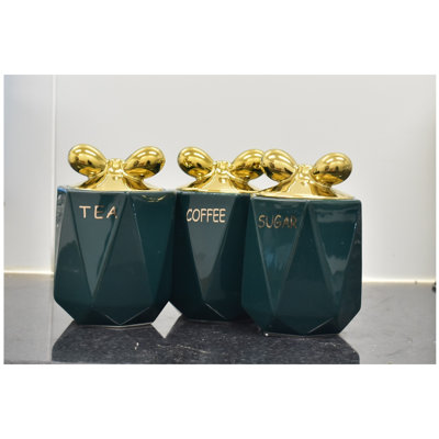 Ceramic / Porcelain Coffee, Tea, & Sugar Jar Sets - Set of 3