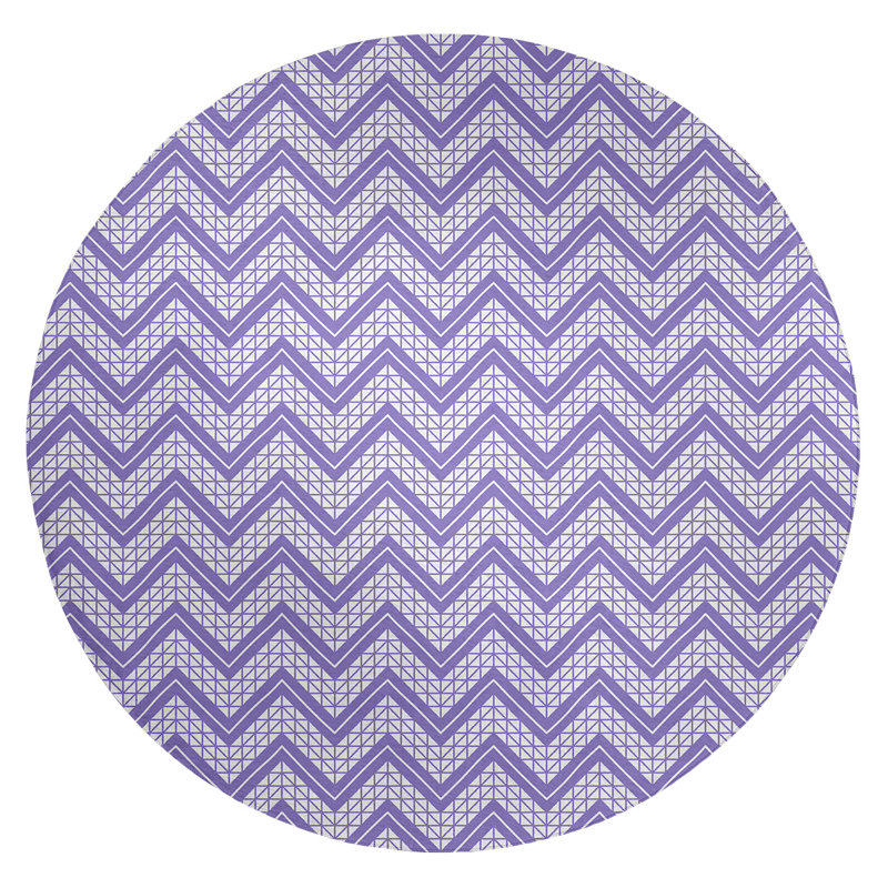 Tapis mauve/gris à cadre à main, Rond 5 pi