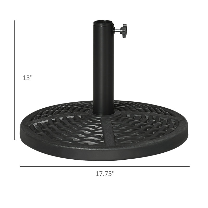 21 lb Base de parasol pour patio, noir avec support rempli de ciment, lb,