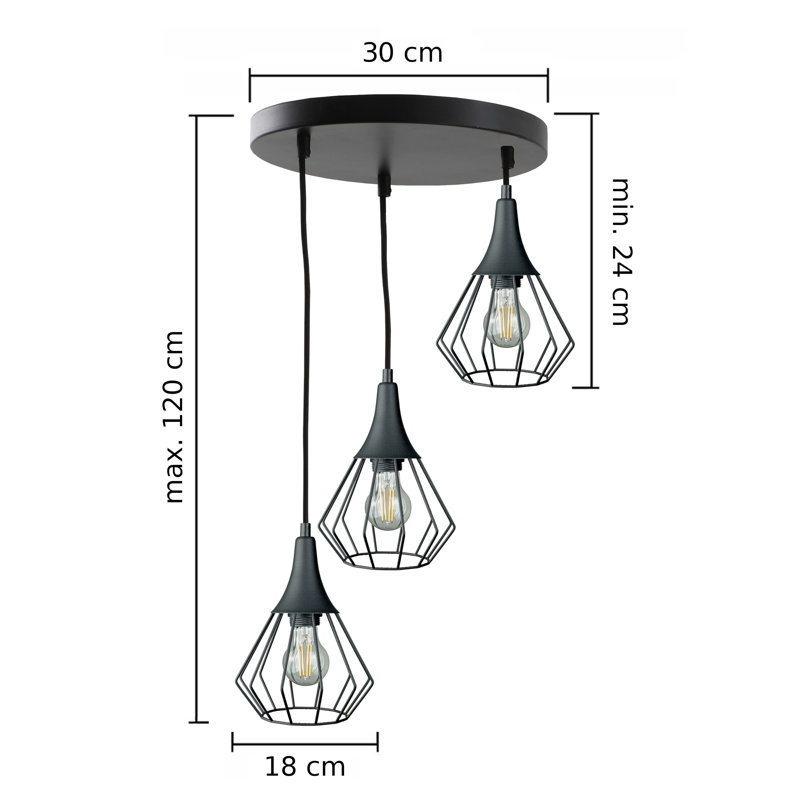 Arlene 3 - Light Pendant, Black