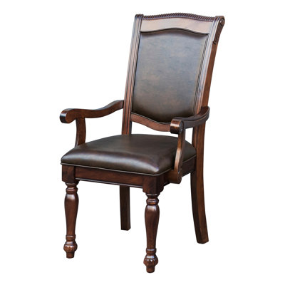 2pc Dining Armchairs, Traditional, Brown Cherry Finish, Upholstered, 22.5" Width, Wood Frame Traditional Room Frame, Upholstered Seat,